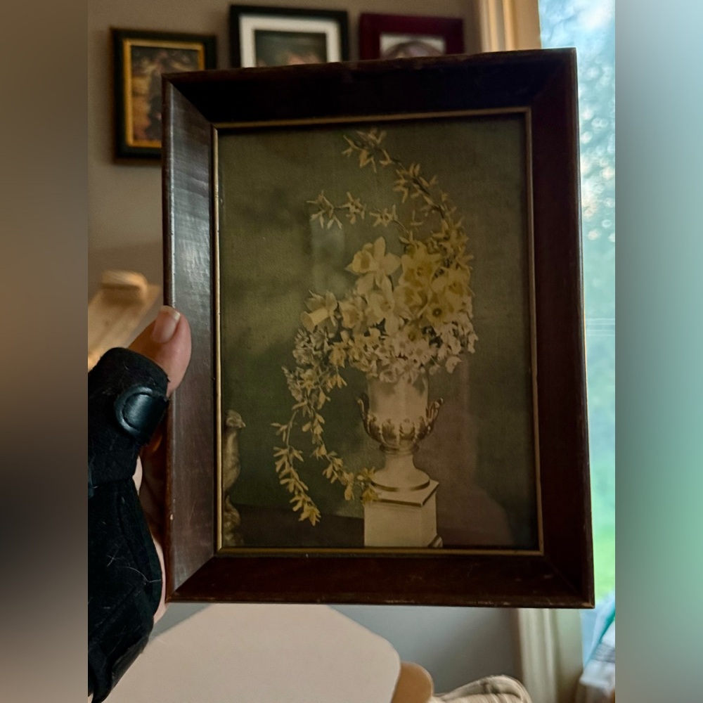 Vintage Floral Art Print in Wooden Frame
